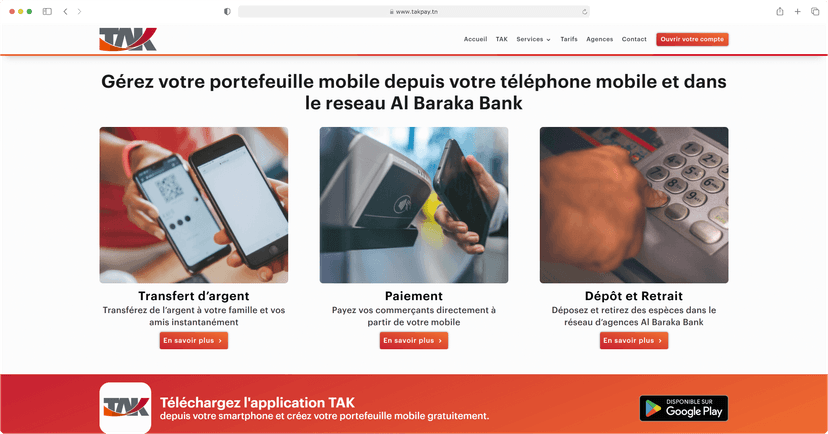 Développement du site vitrine de TAKPay